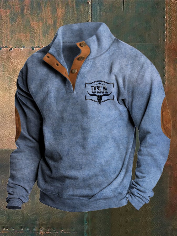 Men's Western Vintage Print Sweatshirt