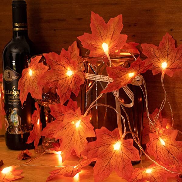 Christmas-Halloween maple leaves string lights 20 leds twinkle lights battery operated halloween string light for halloween thanksgiving Christmas decorations outdoor indoor fall decor