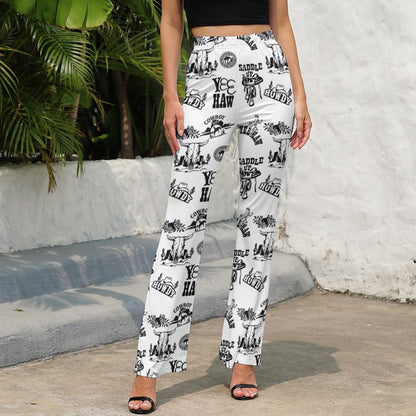 Cowboy Print Western Flare Pants