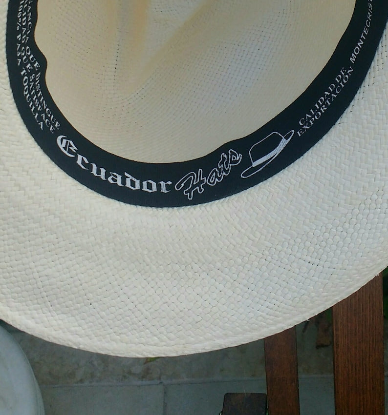 Genuine Ecuadorian White Panama Hat Handwoven Toquilla Palm Hat in Ivory White Colour Cuenca Style Authentic Panama Hat