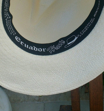 Genuine Ecuadorian White Panama Hat Handwoven Toquilla Palm Hat in Ivory White Colour Cuenca Style Authentic Panama Hat