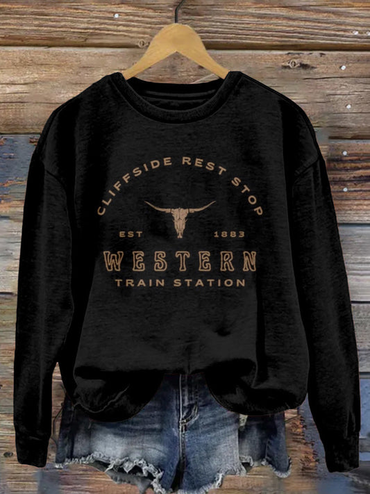 Western Cliffside Rest Stop 1883 Vintage Cozy Sweatshirt