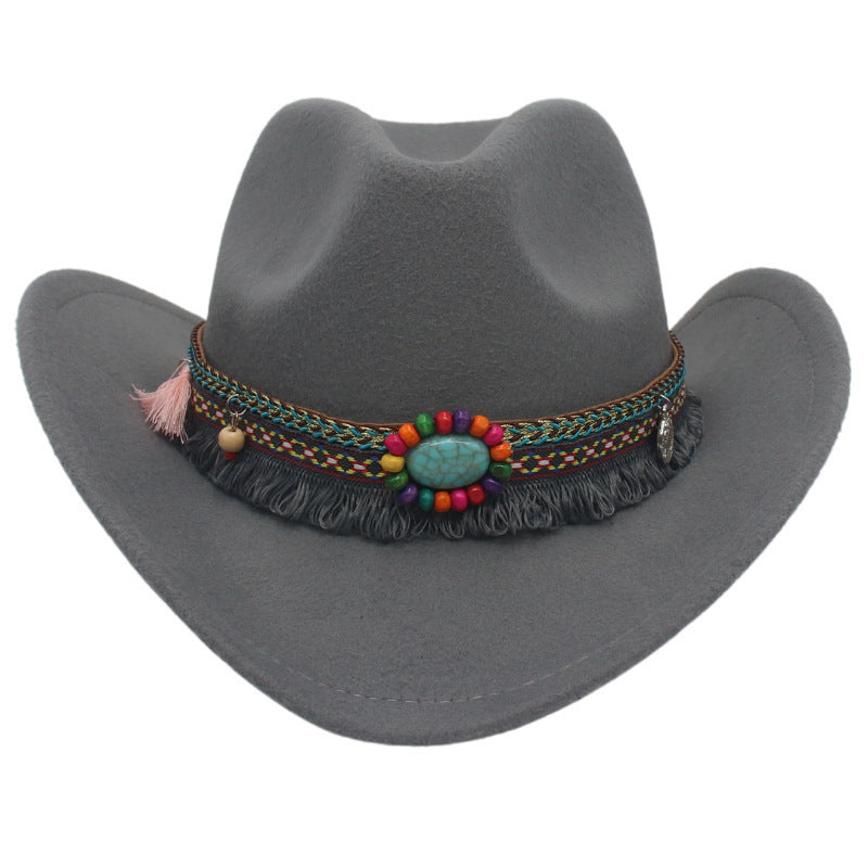 Unisex Fall Vintage Western Cowboy Woolen Sun Protection Wide Brim Hat