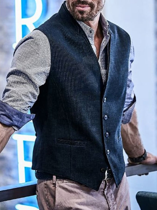 Fashion Temperament Men's Single-Breasted Slim Vest Vest