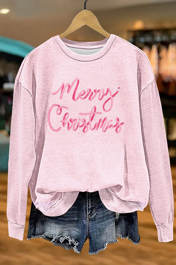 Sweet Merry Christmas Print Sweatshirt