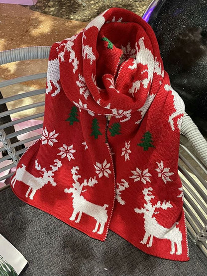 Christmas Multi-Element Pattern Design Thickened Warm Scarf