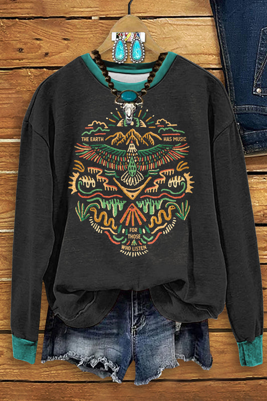 Western Freedom Bird Print Sweatshirt