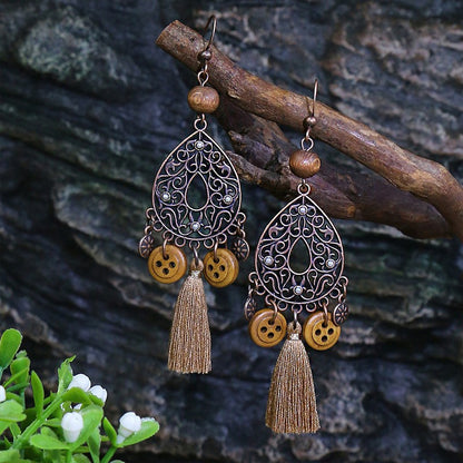 Women's Bohemian Teardrop-shaped Hand-woven Tassel Earrings