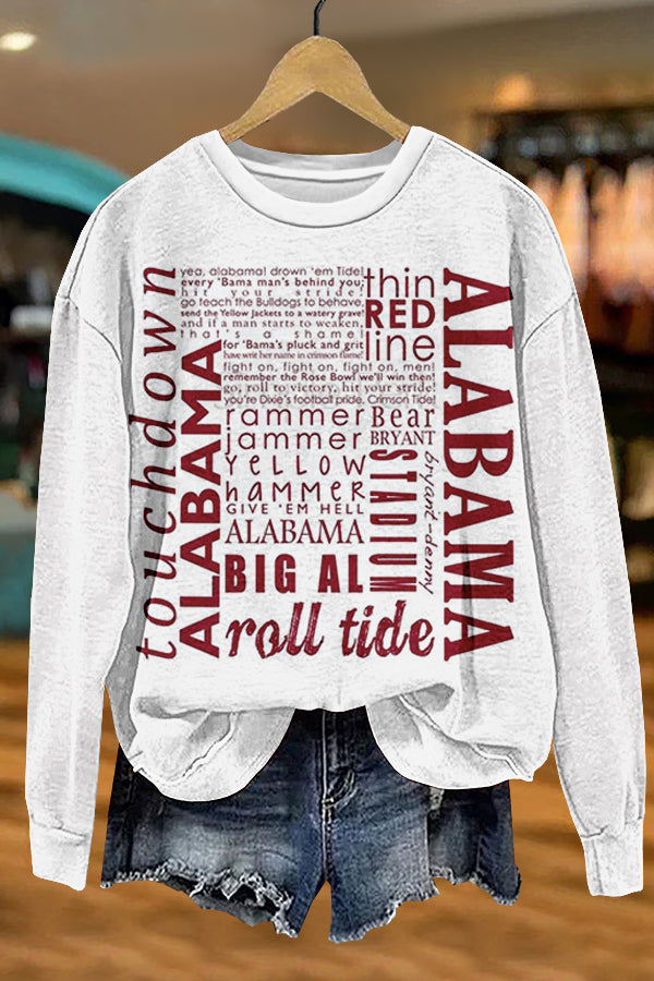 Unique Gameday Alabama Print Sweatshirt