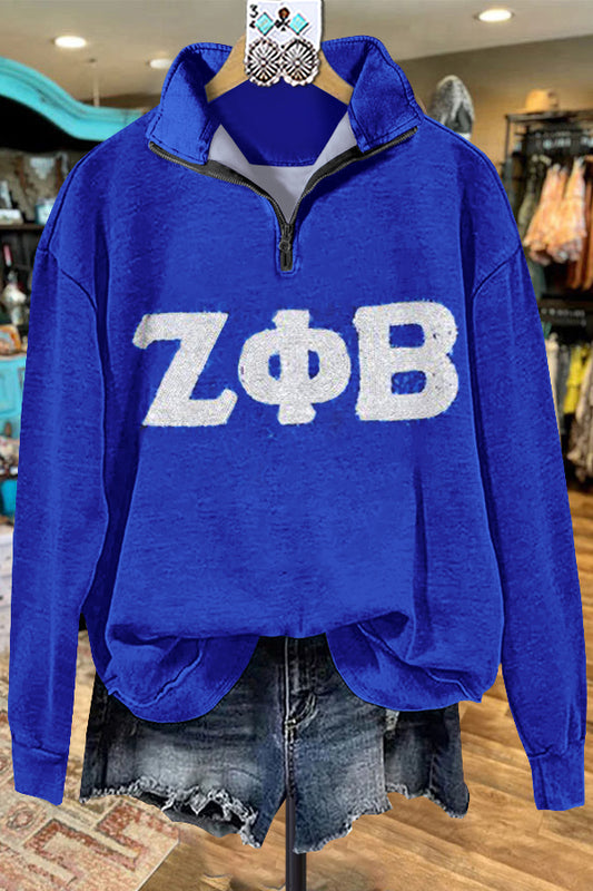 Elegant Contrasting Color Zeta Phi Beta Sweatshirt