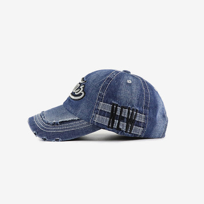 Men & Women Baseball Cap/Distressed denim Outdoor Fitted Hat