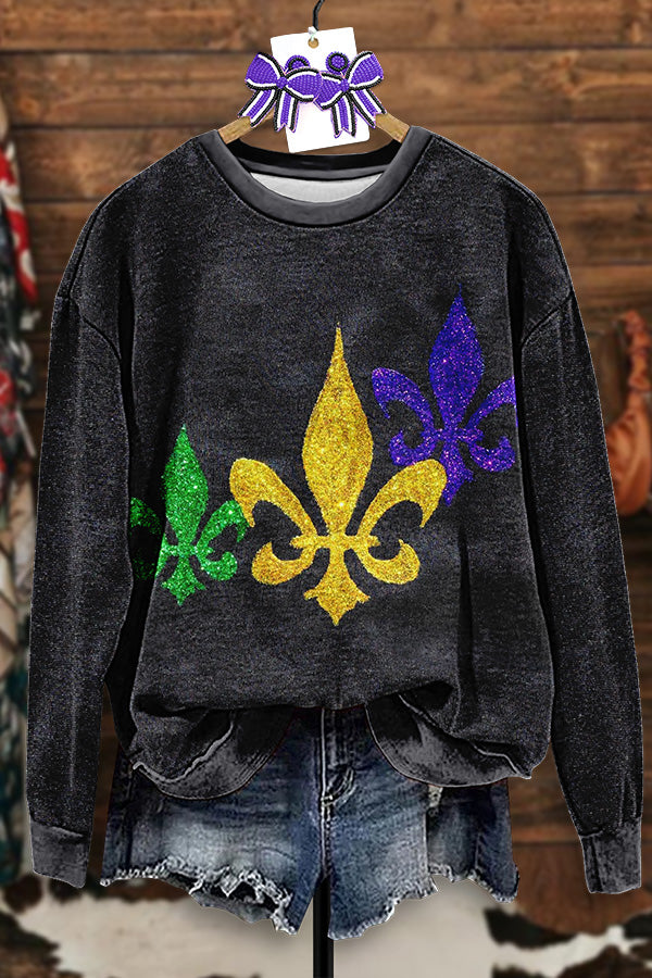 Vintage Mardi Gras Print Sweatshirt