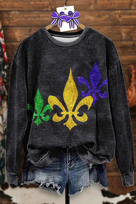 Vintage Mardi Gras Print Sweatshirt