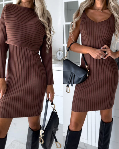 Knitted Suspender Dress Two-Piece Set