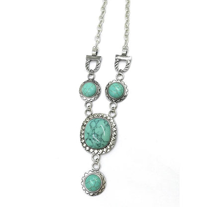 Vintage Unique Design Turquoise Oval Pendant Necklace