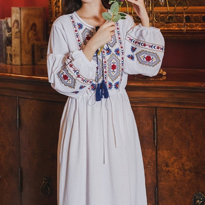 Cotton Ethnic Retro Long Dress