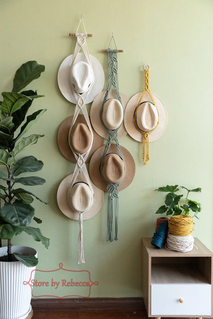 ❤️Handmade Linen Decorative Boho Hat Rack For Wall Hanging