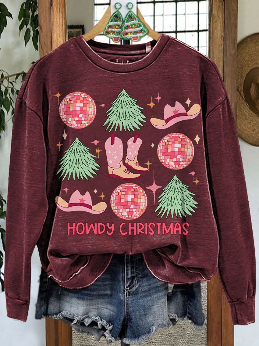 Howdy Christmas Cowgirl Christmas Casual Sweatshirt