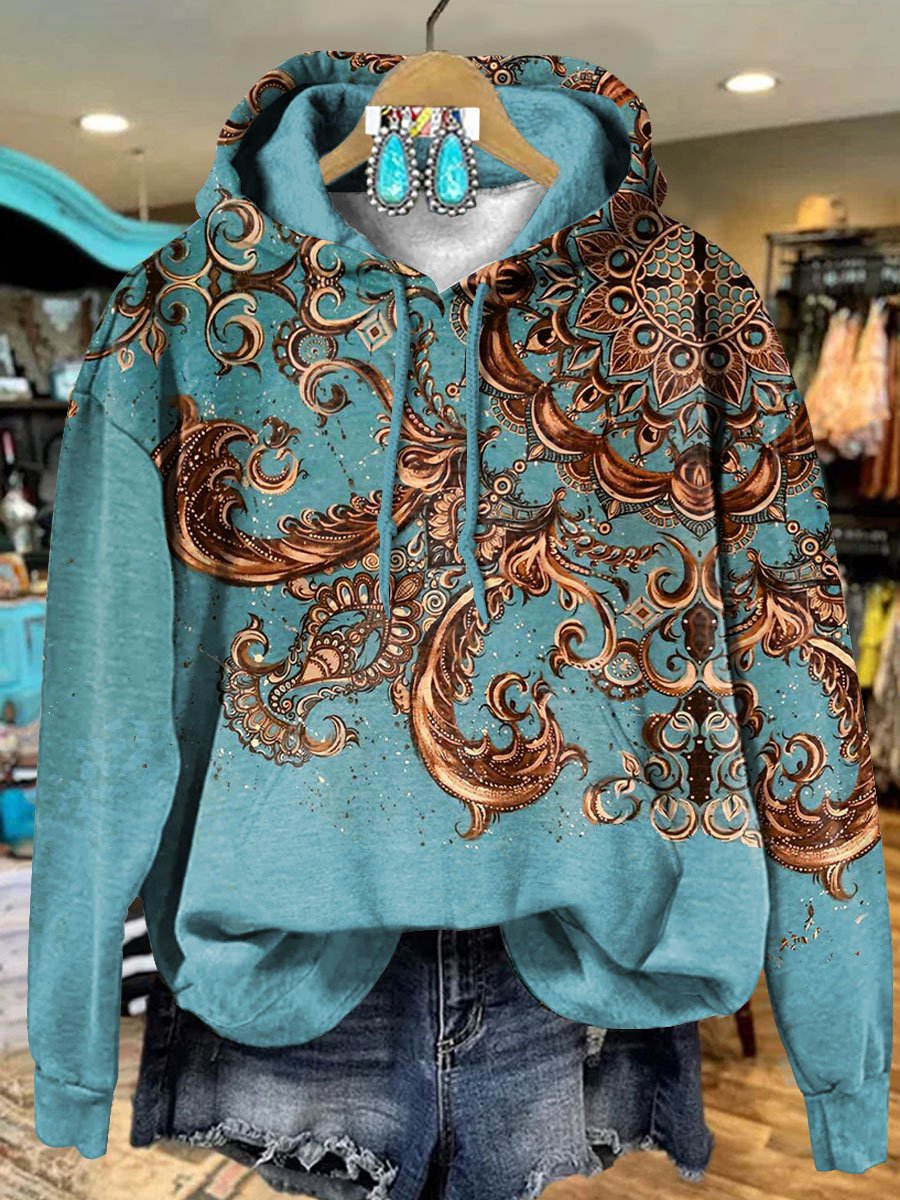 Vintage Retro Paisley Pattern Art Print Casual Hoodie Sweatshirt