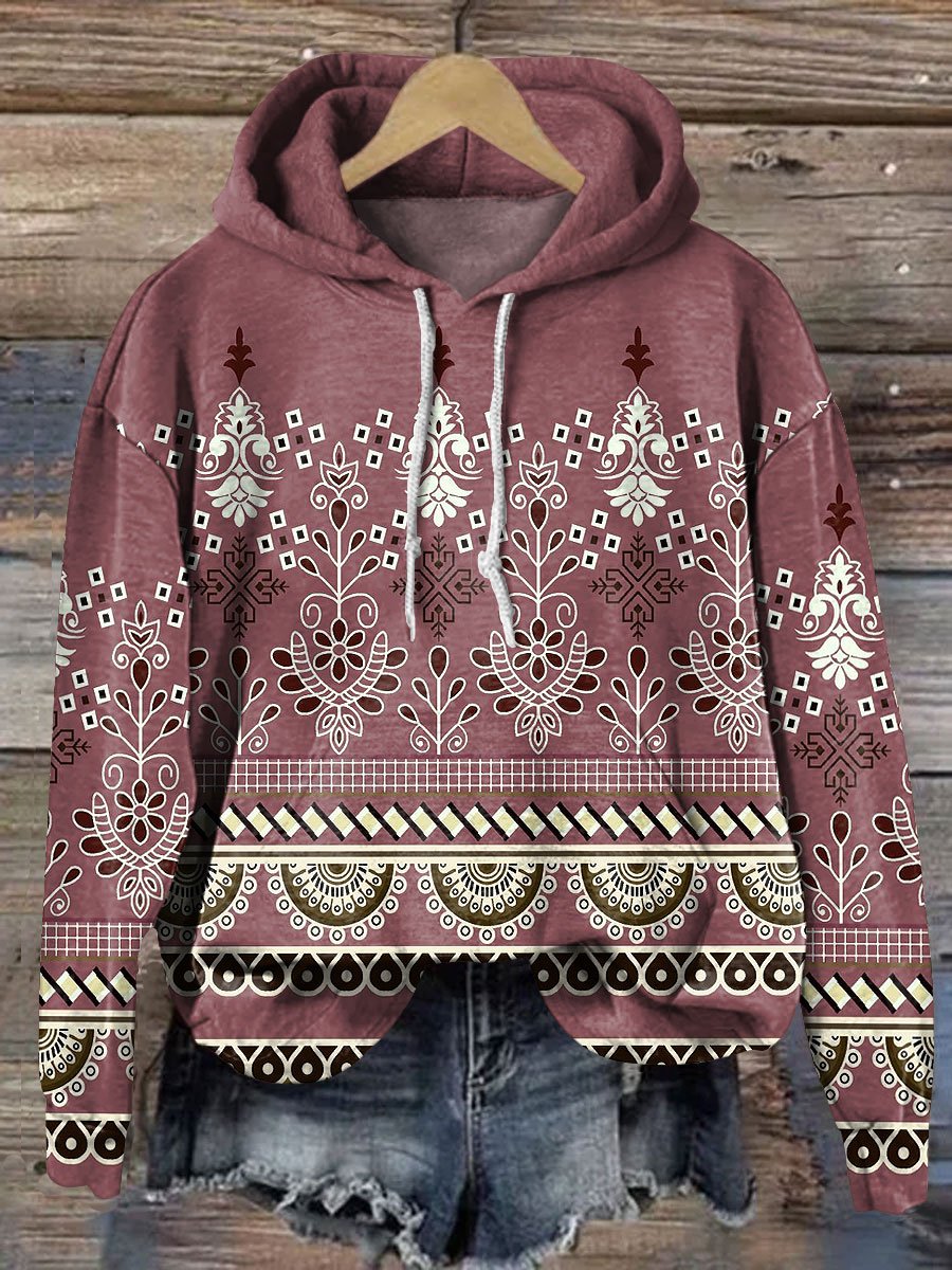 Retro Pattern Art Print Casual Hoodie Sweatshirt