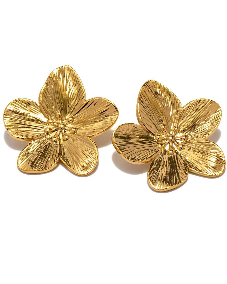 Retro Five Petal Flower Earrings