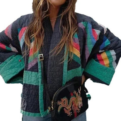 Women's Colorful Patchwork Cotton Coat