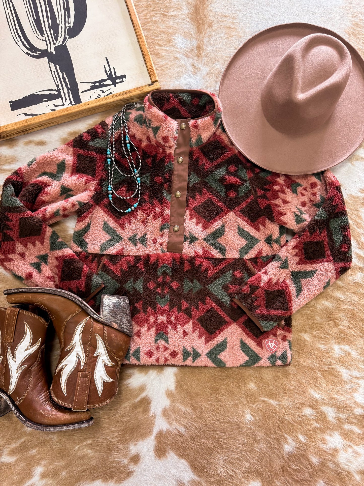 Women's Western Print Plush Top