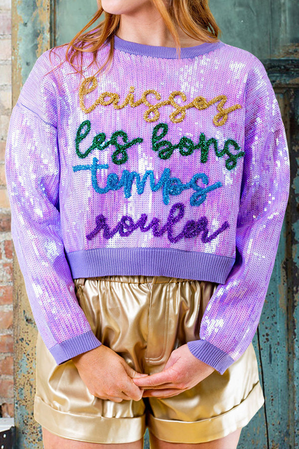 Sparkly Laissez Les Bon Temps Rouler Sequin Sweatshirt