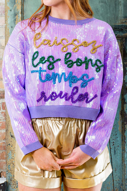 Sparkly Laissez Les Bon Temps Rouler Sequin Sweatshirt