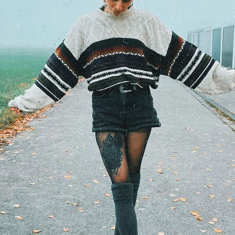 Women Vintage Autumn And Winter Knitted Sweater