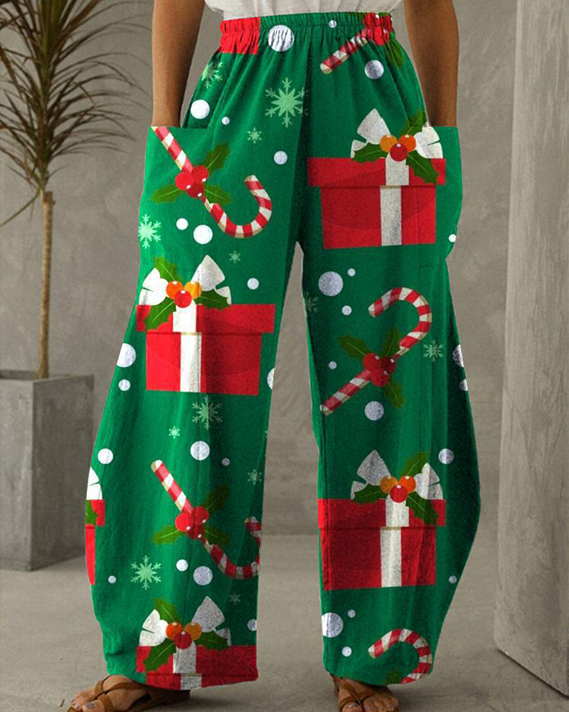 Christmas Printed Casual Trousers