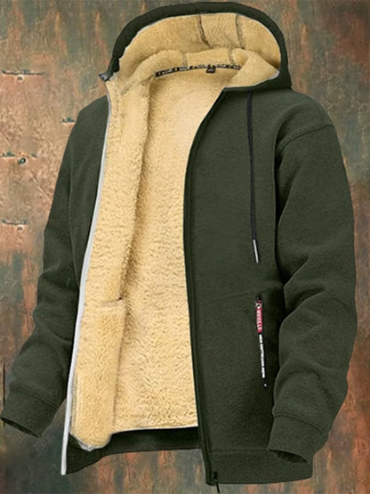 Men's Fashionable Loose-Fitting Velvet Thickened Hooded Zipper Jacket