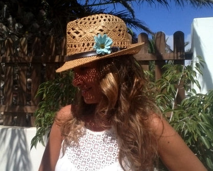 Boho hats for women, bohemian straw sun hat, fedora flower hats, design by kekugi