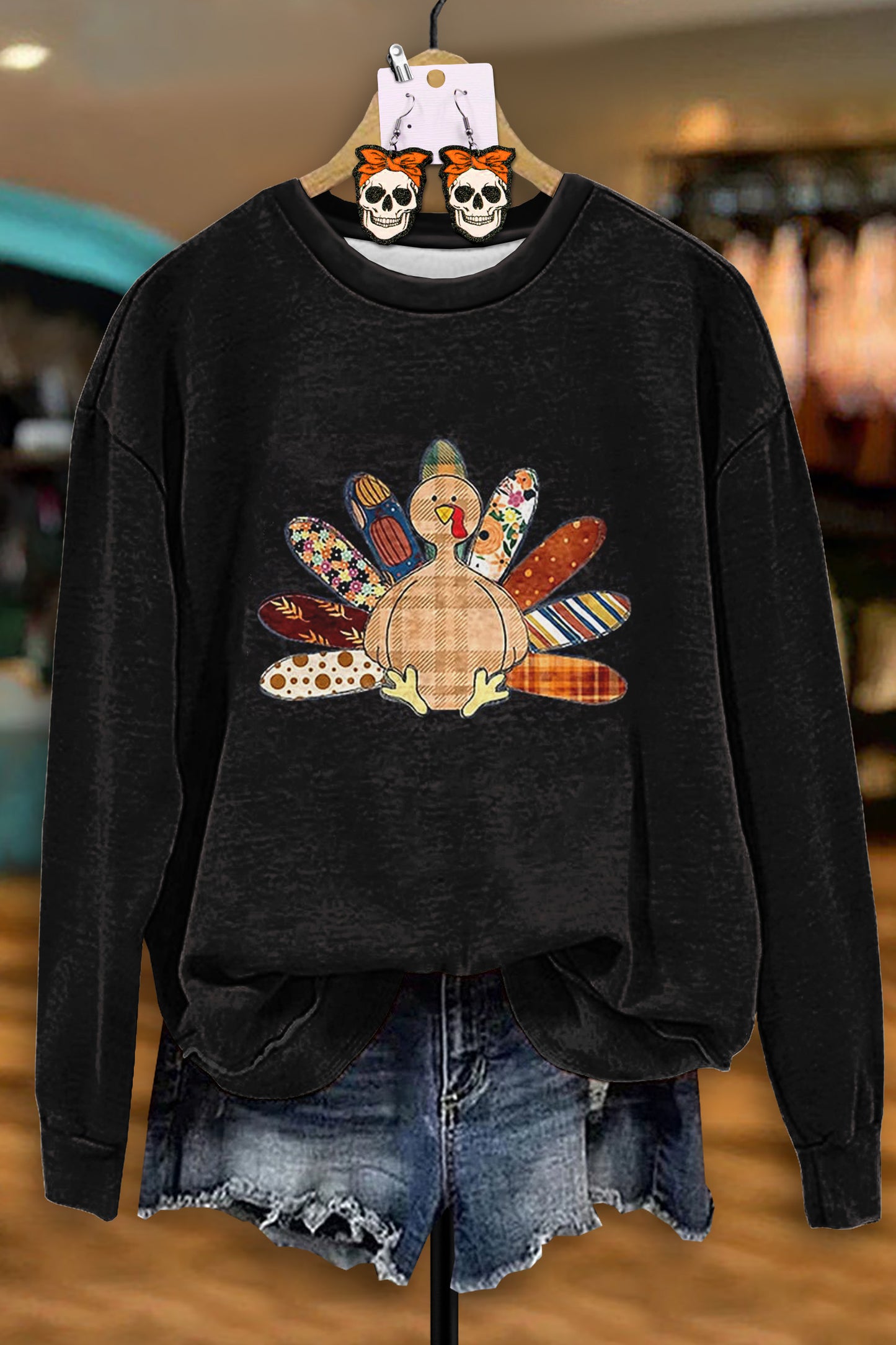 Casual Turkey Print Sweatshirt