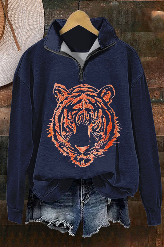 Orange Gameday Tiger Print Sweatshirt