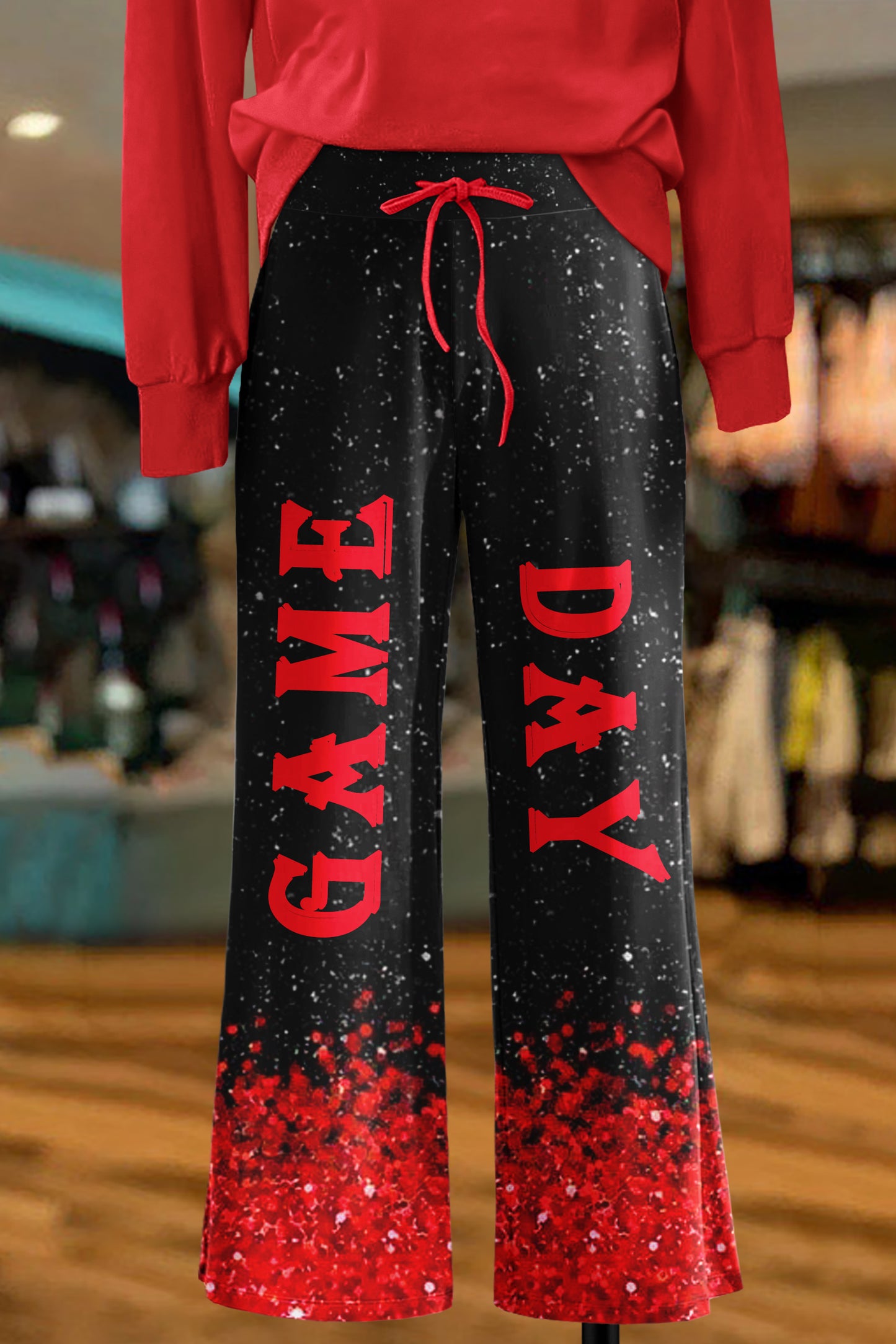 Classic Game Day Print Wide Leg Pants