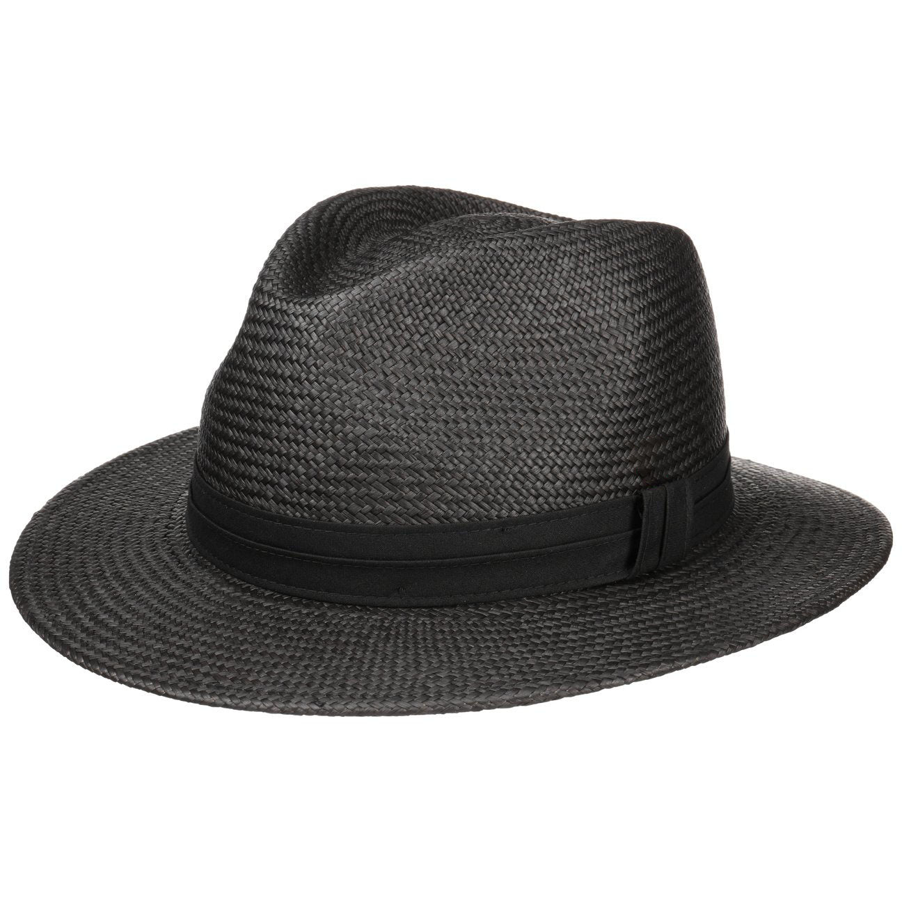 GERO HANDMADE STRAW PANAMA HAT-BLACK