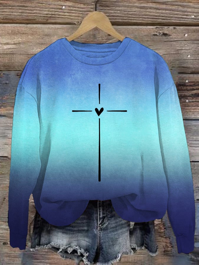 Women's Christian Cross Printed Sweatshirt