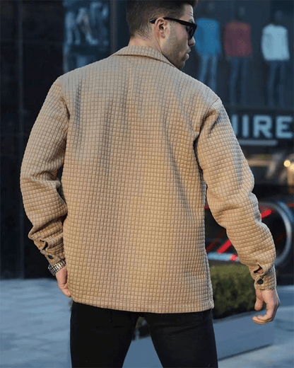 Men'S Square Plaid Casual Lapel Jacket