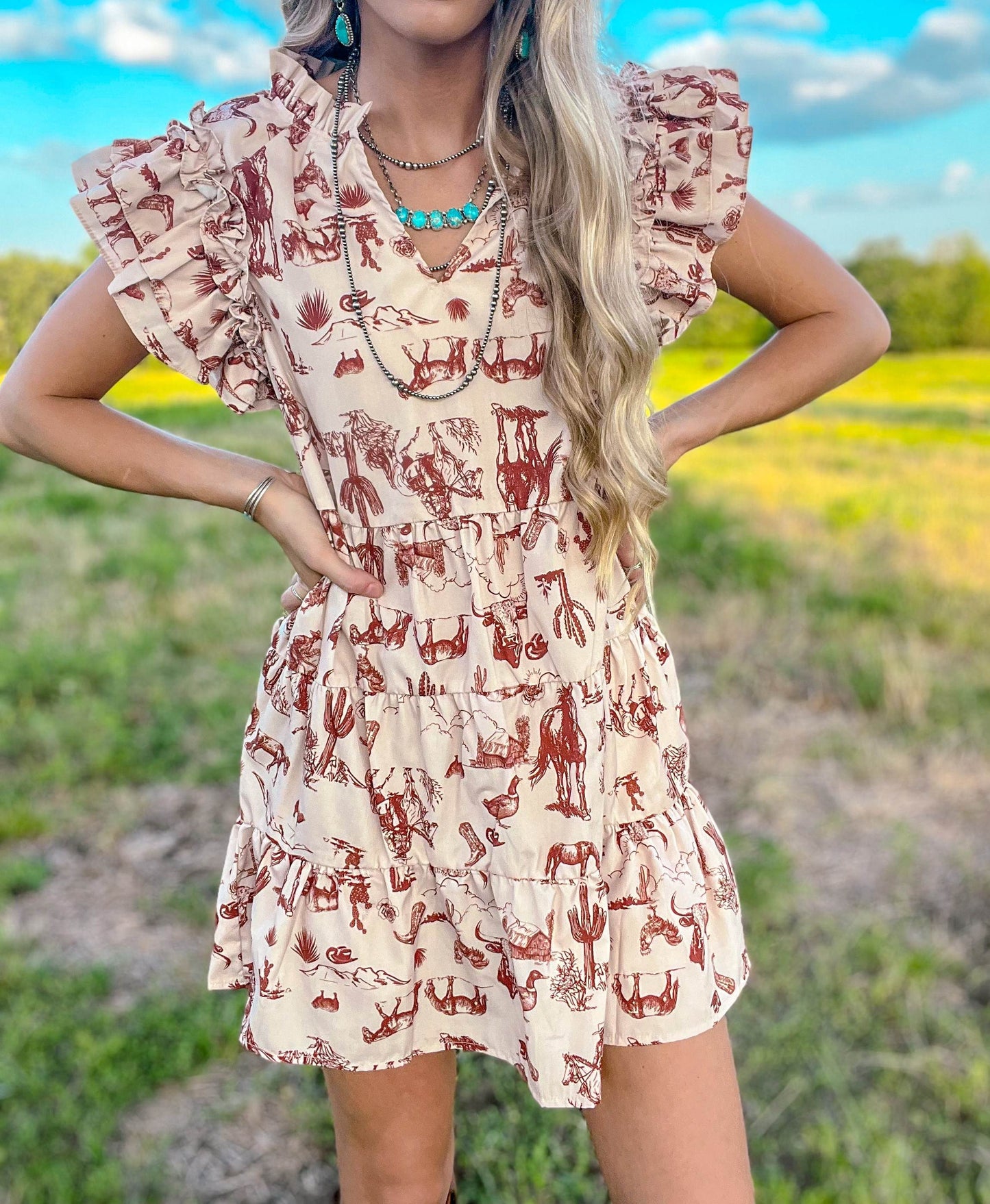 Cowboy Print Mini Dress