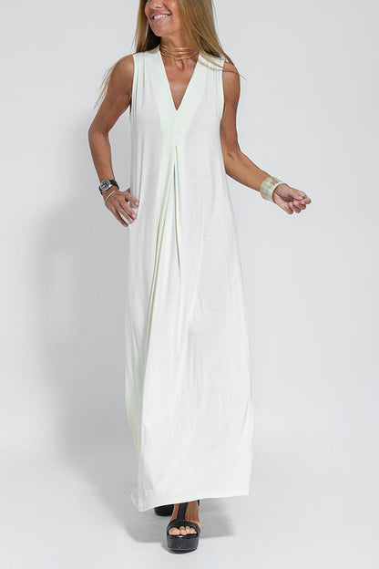 Elegant Is Eternal Knit Solid Color Sleeveless Slit Maxi Dress