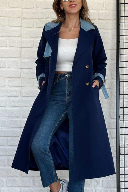 Women's Elegant Colorblocked Long Coat