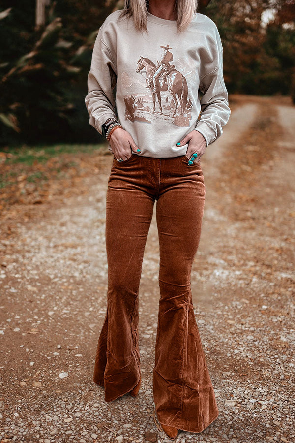 Vintage High-Waisted Flared Corduroy Pants