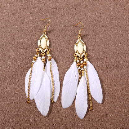 Bohemian Ethnic Style Long Feather Earrings