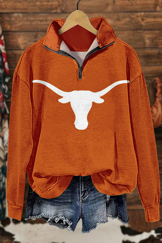 Cozy Gameday Longhorns Print Sweatshirt