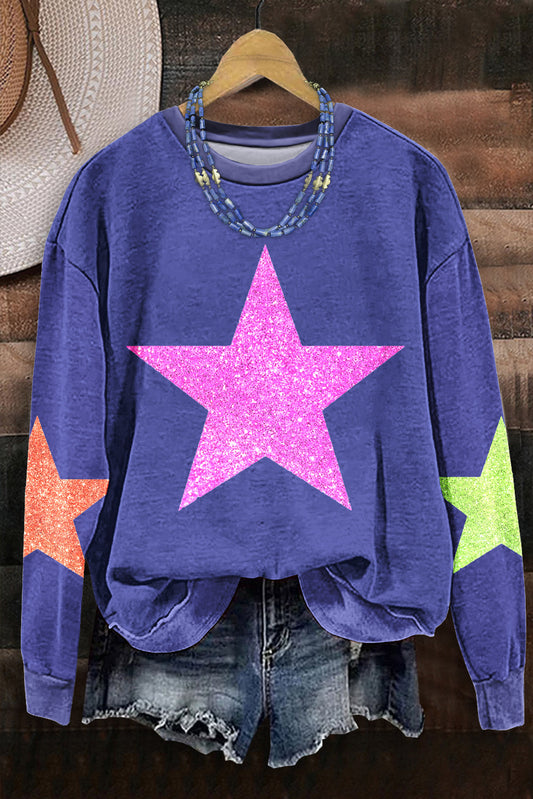 Sparkle Star Print Sweatshirt