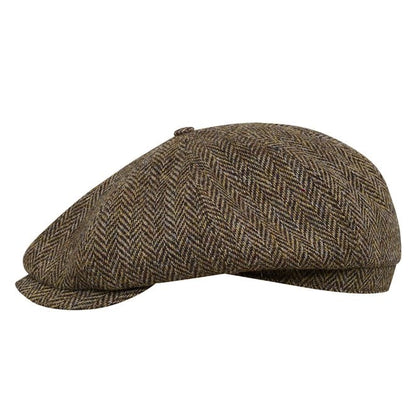 PEAKED CAPS Genuine Scottish Harris Tweed 8 Panels Man Cap Wool -Shelby