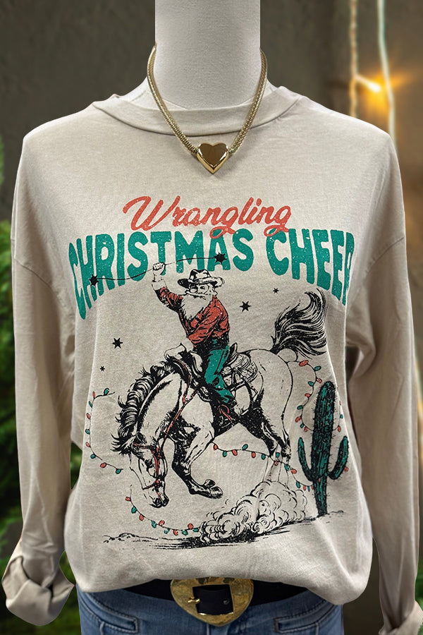 Vintage Christmas Western Print Sweatshirt