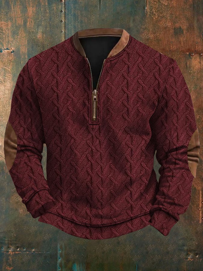 Men's Western Retro Textured Printed Sweatshirt