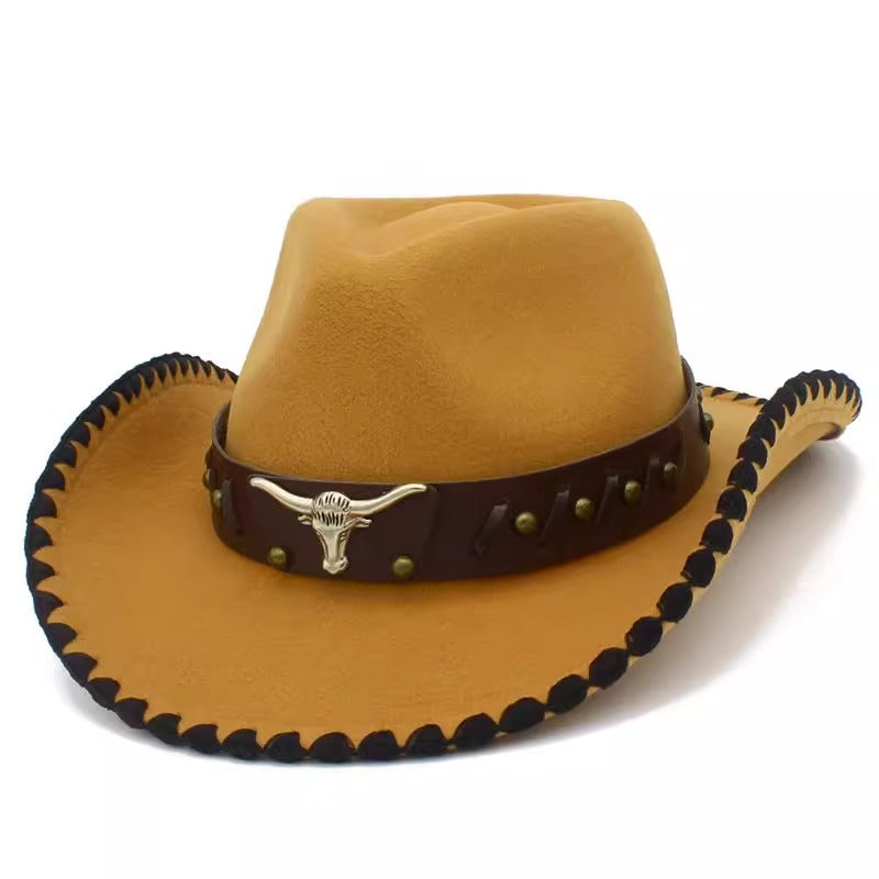 Men's Vintage Western Cowboy Hat Knight Woolen British Felt Hat